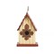 Set of 2 9''H Washed White Solid Wood Red Roof Cottage Decorative Outdoor Garden Birdhouse